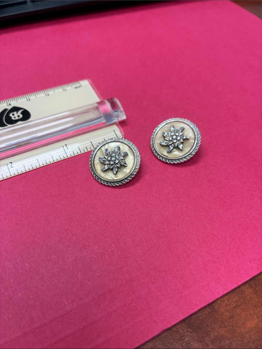 Silver-Tone Floral Crystal Button  Clip-on Earrings - Unbranded